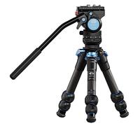 SIRUI AM-223L Mini Trípode con Cabezal Fluido VA-5, Trípode de Viaje de Carbono para Cámara, Videocámara, con Base Niveladora, Altura Máxima 44,4cm, Altura Plegada 31cm, Carga Máxima 3kg