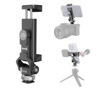 SIRUI AM-PH01 - Soporte de metal para teléfono con base de zapata fría para montaje de cámara, trípode universal para smartphone con 3 expansiones de zapata fría, soporte de trípode ajustable para