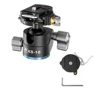 SIRUI Cabezal de Trípode de Perfil Bajo, Cabezal de Bola de Centro de Gravedad Bajo, Panorámica Dual de 360° en Placa para Arca y Base para Videocámara Monopie Trípode, Carga Máxi 15kg - KS-10