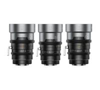 Sirui Juego de objetivos cinematográficos anamórficos de formato completo IronStar 1,5x: 75 mm + 100 mm + 135 mm, con filtros CPL y VND incluidos, y estuche Destello neutro