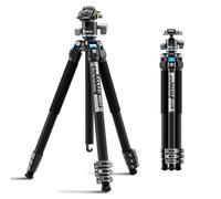 SIRUI L-224F Trípode de Viaje de Fibra de Carbono con Rótula Baja KS-10, Ligero (1.32kg), Plegable (51cm), Carga 15kg, Altura Ajustable (22-149cm), Bloqueos Rápidos