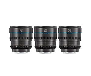 SIRUI Night Walker Lente de Cine S35/APSC con Enfoque Manual Set, 24mm, 35mm, 55mm, Lente de Gran Apertura T1.2 para E Cameras, FX30, ZV-E10, A6400, A6700 (MS-3SEG, Gris)