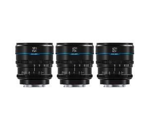 SIRUI Night Walker Lente de Cine S35/APSC con Enfoque Manual Set, 24mm, 35mm, 55mm, Lente de Gran Apertura T1.2 para E Cameras, FX30, ZV-E10, A6400, A6700 (MS-3SEB, Negro)