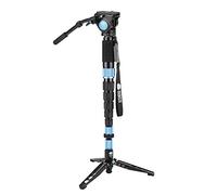 SIRUI P-326SR+VH-10 Profesional monopod Monopié con pies para Camara cámara Reflex fotografia con el Soporte y Cabezal de Video 20 °de inclinación/360 °de rotación de Aluminio,Base de tripode trípode