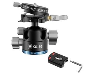 SIRUI Rótula de Bola Trípode Cabezal de Bajo Centro de Gravedad, Cabeza Esférica de Aluminio CNC Resistente, con Doble Panorama de 360° y Placa QR Tipo de 1/4", Carga Máxima 20kg - KS-30