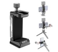 Sirui Soporte de teléfono para trípode con base Arca con agujeros roscados de 1/4 y 3/8 pulgadas, soporte de abrazadera de metal para teléfono celular con 2 zapatos fríos, adaptador de smartphone