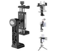 SIRUI Soporte de trípode de metal para teléfono con base para Arca, soporte de trípode de 360° para iPhone con 2 zapatos fríos, puertos de 1/4 y 3/8 pulgadas, adaptador de abrazadera para smartphone