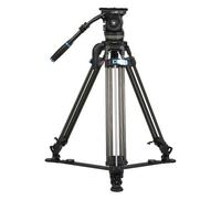 Sirui SQ100 Trípode Broadcast de Carbono de 1 Paso + Cabeza de Vídeo Fluida VHS18 con Contrapeso y Ajuste por Fricción