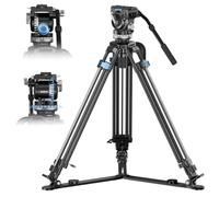 SIRUI SQ75+VHS10 Trípode de Video Profesional en Fibra de Carbono, Altura Máxima 182cm, 7 Niveles de Contrapeso, 4 Modos de Amortiguación, Carga 18 kg, Sistema Rápido y Estable para Cámaras