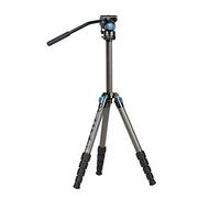 SIRUI ST-125+VA-5 Trípode de Fibra de Carbono Resistente al Agua con Cabezal de vídeo Fluido 360°Panorama, trípode de Viaje para cámaras, Columna Triangular compacta, 158cm, Carga máxima 3KG