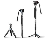 SIRUI SVM-145 Monopod de cámara con pies, monopié profesional de fibra de carbono de 60.7 pulgadas con cabezal de video fluido, ajuste de altura en un solo paso, monopié de viaje ligero para cámara