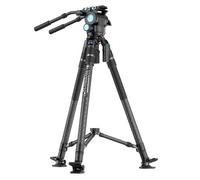 SIRUI Trípode de Fibra de Carbono, Trípode de Video con Cabezal Fluido, Ajuste de Altura en un Solo Paso, Placa QR de Modo Dual, Carga de hasta 25 kg, Trípode para Cámara de Video Profesional