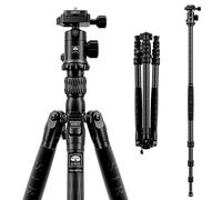 SIRUI Trípode de Fibra de Carbono Compacto y Liviano con Monopié Desmontable, Rótula de Bola Panorámica E-10 de 360°, Placa de Liberación Rápida para Arca, Carga de hasta 17.6lbs/8kg - Traveler 7C