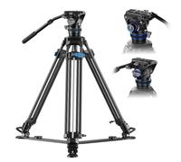 SIRUI Trípode de Video de 178 cm con Cabeza Fluida Hidráulica S5, Trípode de Fibra de Carbono con Sistema Rápido y Doble Placa QR, Carga Máxima de 8 kg, Compatible con Cámaras Profesionales, SQ75+S5