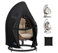 SIRUITON 120x190cm 210D Cubierta impermeable para silla colgante o de columpio Tejido Oxford resistente a roturas y forro interior con revestimiento de PU Negro - Garantía de 12 meses
