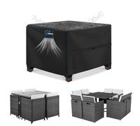 SIRUITON Funda para muebles de jardín, 150 x 90 x 75 cm, juego de cubos, de ratán, impermeable, resistente, tela Oxford 420D, funda para mesa de patio y jardín con ventilación de aire,negro
