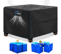 Siruiton - Funda para muebles de jardín de 125 x 125 x 74 cm, resistente al agua, tela Oxford 420D, protector con ventilación de aire, funda de mesa de jardín de ratán (cuadrado negro)