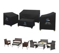 SIRUITON Funda para Muebles de Patio 4 Piezas Exterior Terraza Patio Jardín Juego Impermeable para Terraza Juego de Muebles para Césped Cubierta Negra