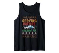 Sirviendo Justicia Compartiendo Alegría Santa Policía Navidad Camiseta sin Mangas