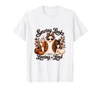 Sirviendo Looks Loving The Lord Christian Fall Ghost Camiseta Camiseta gráfica económica