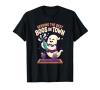 Sirviendo los Mejores abucheos en Halloween Humor G Fantasmal Buen Tiempo Camiseta gráfica económica, Hombre, Negro, S