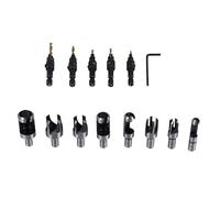 Sirxlevcy 14 Piezas Cortadora de Agujeros de TapóN de Madera,Cortadora de TapóN Biselado, Brocas,Taladro Avellanado de Cinco Ranuras, Juego de Herramientas de Llave Hexagonal de 1/4 Pulgadas