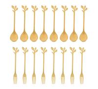 Sirxlevcy 16 Piezas Juego de Cuchara y Tenedor de Postre Tenedor de Pastel Cuchara de Café Tenedor de Fruta Acero Inoxidable -