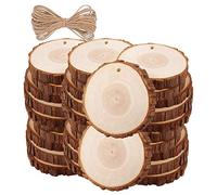 Sirxlevcy 30 Piezas de Rebanadas de Madera Sin Terminar con Corteza para Manualidades, Kit de Madera, CíRculos, Discos de Registro para Manualidades, Adornos de Boda