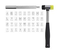 Sirxlevcy 38 Herramientas de Estampado de, con 36 Letras y Números, 1 Martillo de Goma, 1 Herramienta de Perforación de, Herramientas de Tallado