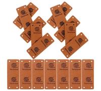 Sirxlevcy 50 Etiquetas de Piel SintéTica Hechas a Mano, Etiquetas Plegables Hechas a Mano, BotóN con Agujeros, Etiqueta en Relieve, Adorno de Punto