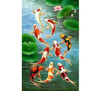 Sirxlevcy 5D Art Round Full Diamond Carp Kits de Punto de Bordado Decoraciones para el Hogar