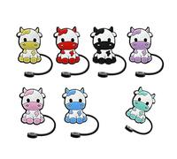 Sirxlevcy 7 Tapas de Paja de Vaca, Tapa de Paja Reutilizable A Prueba de Polvo, Cubierta Protectora de Paja para Pajitas de 7-8 Mm