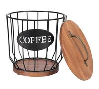 Sirxlevcy Almacenamiento de Soporte de Filtro de Café con Tapa, Cesta de Contenedor de Filtro de Café de Metal, DecoracióN de Accesorios de Barra de Café, Negro
