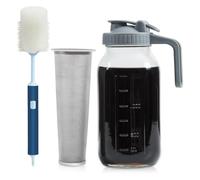 Sirxlevcy Cafetera de PreparacióN FríA Jar de 64 Onzas, Jarra de PreparacióN FríA de Vidrio Grueso y Duradero, Tapa Abatible con Boquilla y Asa