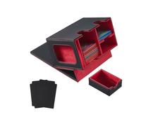 Sirxlevcy Caja Baraja Cartas Expositor Cartas con Bandeja para Dados Caja Baraja Caja Baraja con Capacidad para Más 160 Cartas Coleccionables Caja Almacenamiento Caja Baraja Roja
