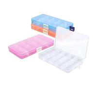 Sirxlevcy Caja Organizadora de Compartimentos PequeñOs, Caja de PláStico Ajustable de 4 Piezas de 15 Rejillas con Divisores, Contenedor de Almacenamiento VacíO