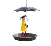 Sirxlevcy Comedero para PáJaros para NiñAs con Paraguas, EstacióN para PáJaros, Cadena Colgante de Metal y Comedero con Gancho para PáJaros Salvajes de JardíN, Antiguo