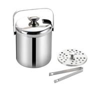 Sirxlevcy Cubitera para Hielo con Tapa y Pinzas, Cubeta para Hielo Aislada, Botella de Vino de Champán de Doble Pared de Acero Inoxidable con Colador A