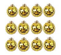 Sirxlevcy DecoracióN de Bola de Discoteca con Espejo de 12 Piezas, Efectos de IluminacióN para Fiestas o DJ, DecoracióN del Hogar, Accesorios de Escenario (2 Pulgadas, Dorado)