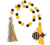 Sirxlevcy Guirnalda de Cuentas de Madera de Abeja con Borlas, Guirnalda de Cuentas de Madera para y Verano DecoracióN RúStica para el Hogar de la Granja para Bandeja Escalonada