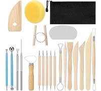 Sirxlevcy Herramientas Arcilla 21 Piezas,Kit Herramientas CeráMica,Herramientas Punteado,Herramientas Arcilla PoliméRica,Herramientas CeráMica con Manejar Madera,Bolsa Herramientas CeráMica