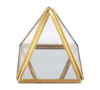 Sirxlevcy Joyero de Cristal Caja Decorativa GeoméTrica Dorada Soportes de Anillo de PiráMide de Cristal GeoméTrico para Regalo de CumpleañOs de Boda S