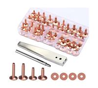 Sirxlevcy Juego de 42 Piezas de Remaches y Rebabas de Cobre, Sujetador de Remaches de, Herramienta de Ajuste de InstalacióN con Cortador de Perforaciones para Cinturones, Carteras