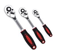 Sirxlevcy Juego de Trinquete de 3 Piezas, 1/4 de Pulgada, 3/8 de Pulgada, Llave de Trinquete con Impulsor de 1/2 Pulgada, Juego de Trinquete Profesional de Servicio Pesado