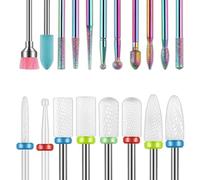 Sirxlevcy Juegos de Brocas para Uñas de 19 Piezas, de Uñas Eléctrica para Cutículas de Diamante de 3/32 Pulgadas y Kit de Brocas para Uñas de Gel Acrílico de Cerámica, Acrílico