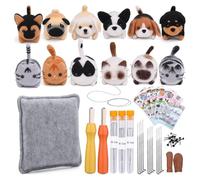 Sirxlevcy Kit Fieltro con Aguja, Kit para Principiantes Fieltro con Aguja Lana para MuñEcas 12 Piezas con Instrucciones, Tapete Espuma Fieltro y Manualidades con Agujas para Bricolaje