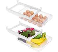 Sirxlevcy Paquete 2 Organizadores Refrigerador, Organizador ExtraíBle para Cajones Refrigerador, Caja Almacenamiento Refrigerador,Contenedor Transparente Alimentos, Bebidas, Huevos y Frutas.
