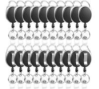 Sirxlevcy Paquete 20 Carretes Credencial, Soporte Retráctil para Credencial Identificación con Mosquetón, Clip para Carrete Credencial Resistente y para Oficina Trabajo