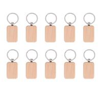 Sirxlevcy Paquete de 10 Llaveros de Madera en, Colgantes de Madera Sin Terminar en con Llaveros para Etiquetas EDC, Suministros para Manualidades de Llaves DIY