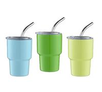 Sirxlevcy Paquete de 3 Minivasos de Chupito con Pajita y Tapa, Minivasos, Vasos de Chupito de Doble Pared, 2 Onzas (B)